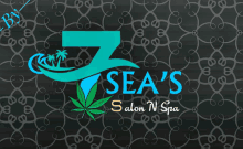 a logo for sea 's salon and spa with a marijuana leaf on it