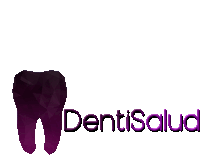 a purple tooth with the words dentisalud below it