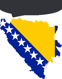 a map of bosnia and herzegovina with blue and yellow stars