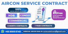 an advertisement for an aircon service contract shows a phone with a contract on it