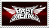 a logo for baby metal with wings on a red background .