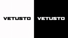 a black and white logo for a company called vetusto