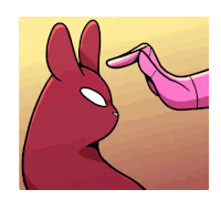 a cartoon of a hand touching a red cat 's head