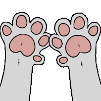 a cartoon drawing of two paws with a heart shaped paw pad