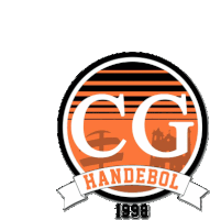 a logo for cg handebol with a ribbon around it