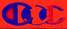 a blue letter a is on a red background with dots .