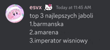 a screenshot of a discord chat with esvx at the top