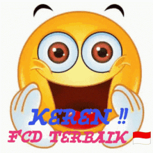 a cartoon smiley face with the words keren fcd terbaik on it