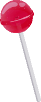 a red lollipop on a white stick with a white stem