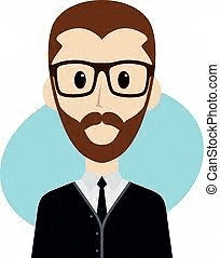 a cartoon illustration of a man with glasses and a beard .