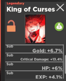 king of curses x is a legendary item in a video game