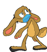 a cartoon of a rabbit wearing a blue mask