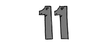 the number 11 is drawn in a cartoon style on a white background .