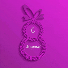 a purple greeting card for march 8th with a bow