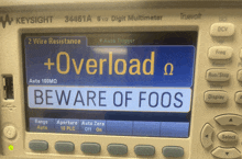 a keysight digital multimeter displays the message beware of foo