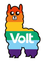 a rainbow llama with the word volt written on it