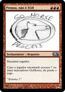 a drawing of a horse is on a card that says go horse process