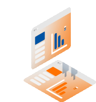 an isometric illustration of a computer screen with a graph