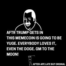 after trump gets in this meme coin is going to be yuge everybody loves it even the doge gm to the moon