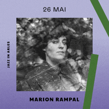 a poster for marion rampal with a black and white photo