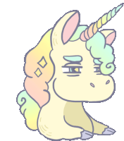 a drawing of a unicorn with a colorful mane and horn