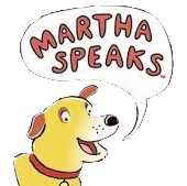 martha speaks is a cartoon dog with a speech bubble .