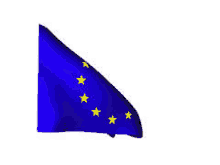 a blue flag with yellow stars is waving in the wind