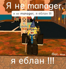 a cartoon of a wizard with a cat and the words " i ne manager " on the top