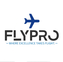 a logo for flypro where excellence takes flight is shown