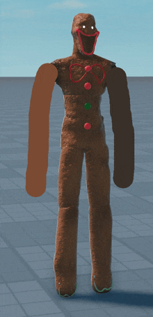 a drawing of a gingerbread man with long arms