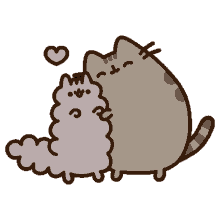 a cartoon drawing of a cat hugging another cat with a heart above them