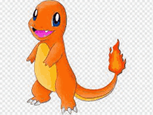 a cartoon of a salamander with a fire tail on a transparent background .