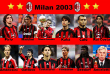 a collage of soccer players for milan 2003