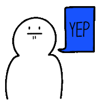 a drawing of a person with a speech bubble that says yep