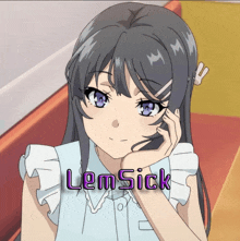 a picture of a girl with the words " lemsick " on the bottom