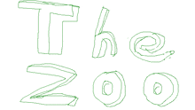 a drawing of the word zoo in green letters