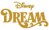 a gold colored disney dream logo with swirls