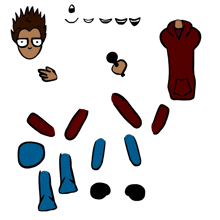 a cartoon drawing of a man with glasses and a hoodie