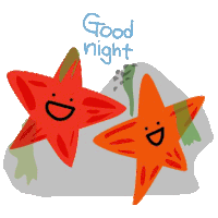 a drawing of two starfish with the words good night written above them