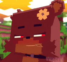 a cartoon bear with a flower on his head