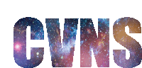 the word cvns is displayed with a galaxy background