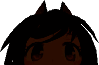 a close up of a girl 's face with a cat ear