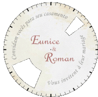 a clock face with the words eunice and roman on it