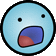 a blue smiley face with a red tongue sticking out of it 's mouth .