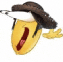 a cartoon smiley face wearing a cowboy hat and gloves .