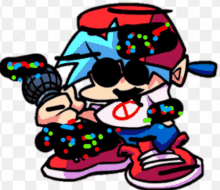 a cartoon character is wearing sunglasses and holding a controller .