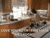 a woman is standing in a kitchen with a pot on the stove and a pot on the counter .