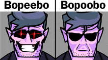 a cartoon of a man with sunglasses and the words bopeebo