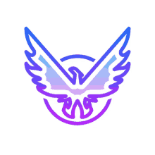 a blue and purple logo of a bird with the letter s on it