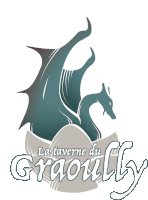 a logo for la taverne du graoully with a dragon on it